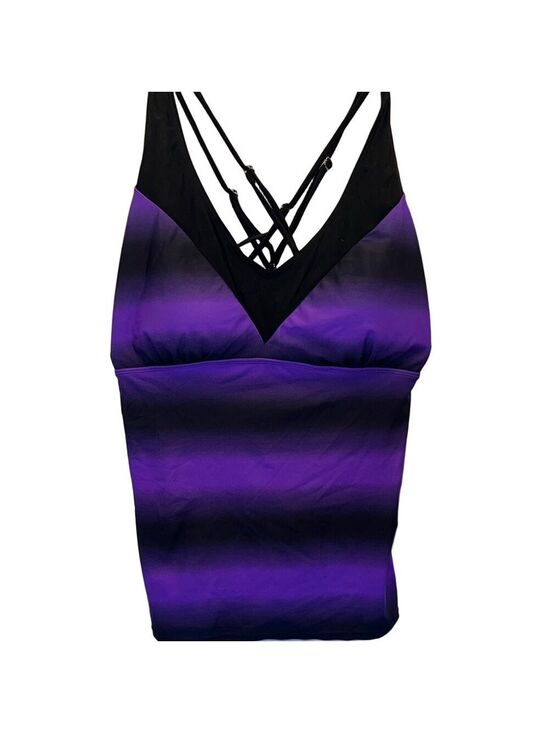 Other - Purple and Black Strappy Swim Top, Plus Size 2X